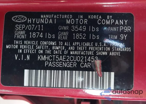 2012 Hyundai Accent Gs z USA, uszkodzony, nr VIN KMHCT5AE2CU021453